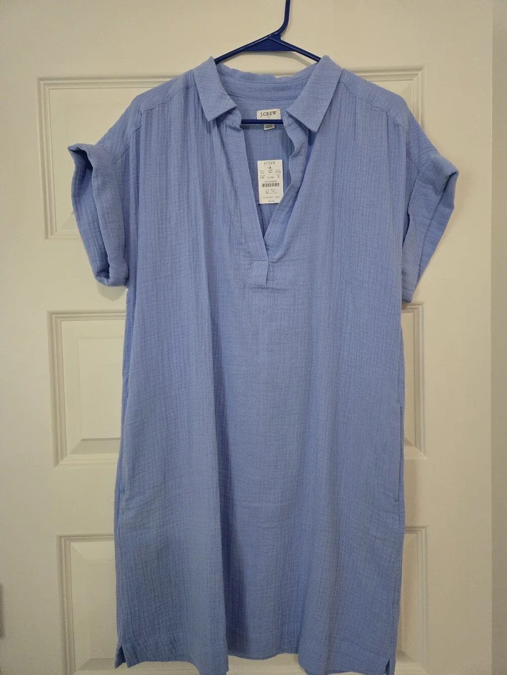 J. Crew Light Blue Short-sleeve gauze popover dress